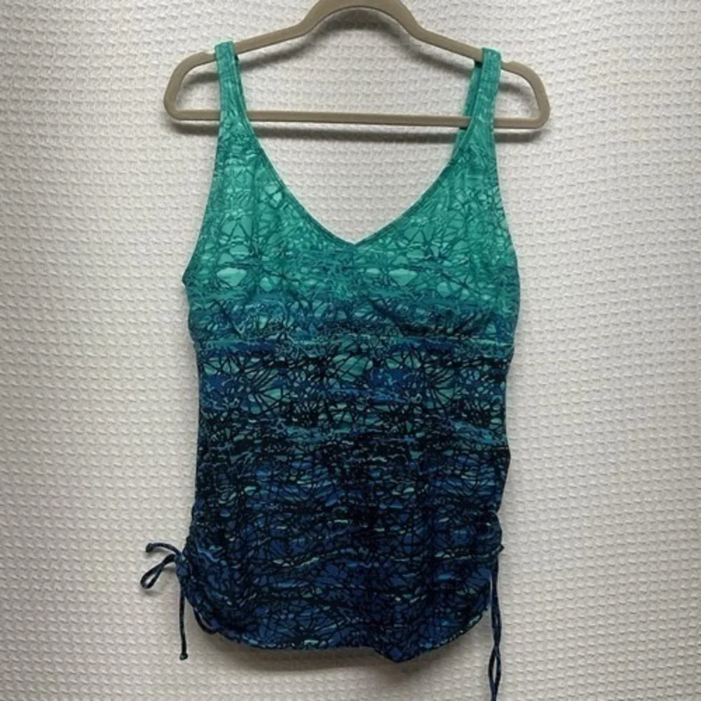 NWT TYR Artic V-Neck UPF50+ Teal/Blue Tankini Top Swim Kayak Style Women16 China